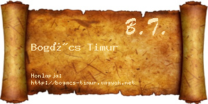 Bogács Timur névjegykártya